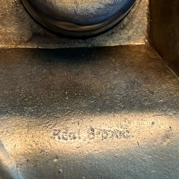 Antique Geschutzt Real Bronze Double Inkwell Set Art Nouveau - Picture 6 of 9